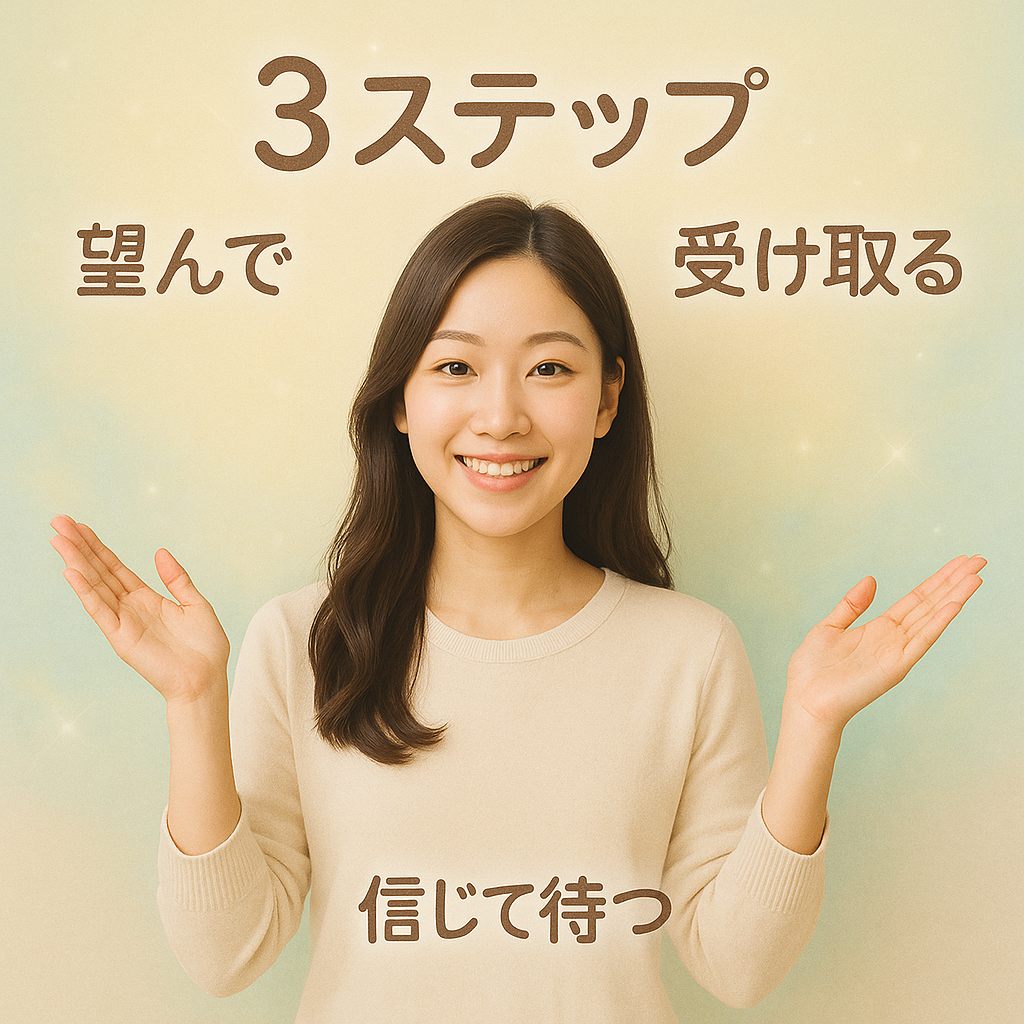 引き寄せの法則3ステップの基本を実際に体験したのでやり方を教えている女性の画像
