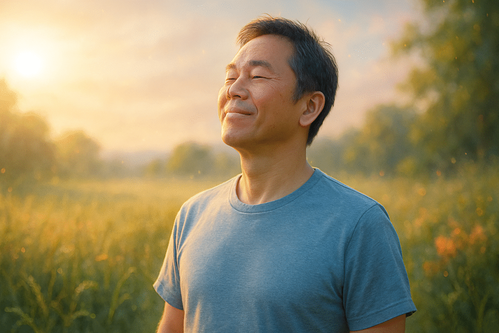 「毎日、健康な自分をイメージする」ことを始め、徐々に体調が改善していった男性Dさんの画像