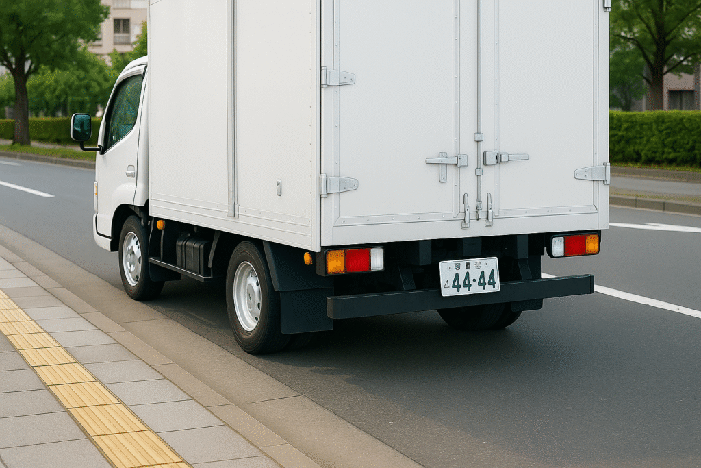 通勤途中で目にしたトラックのナンバープレートが「4444」のトラックの画像