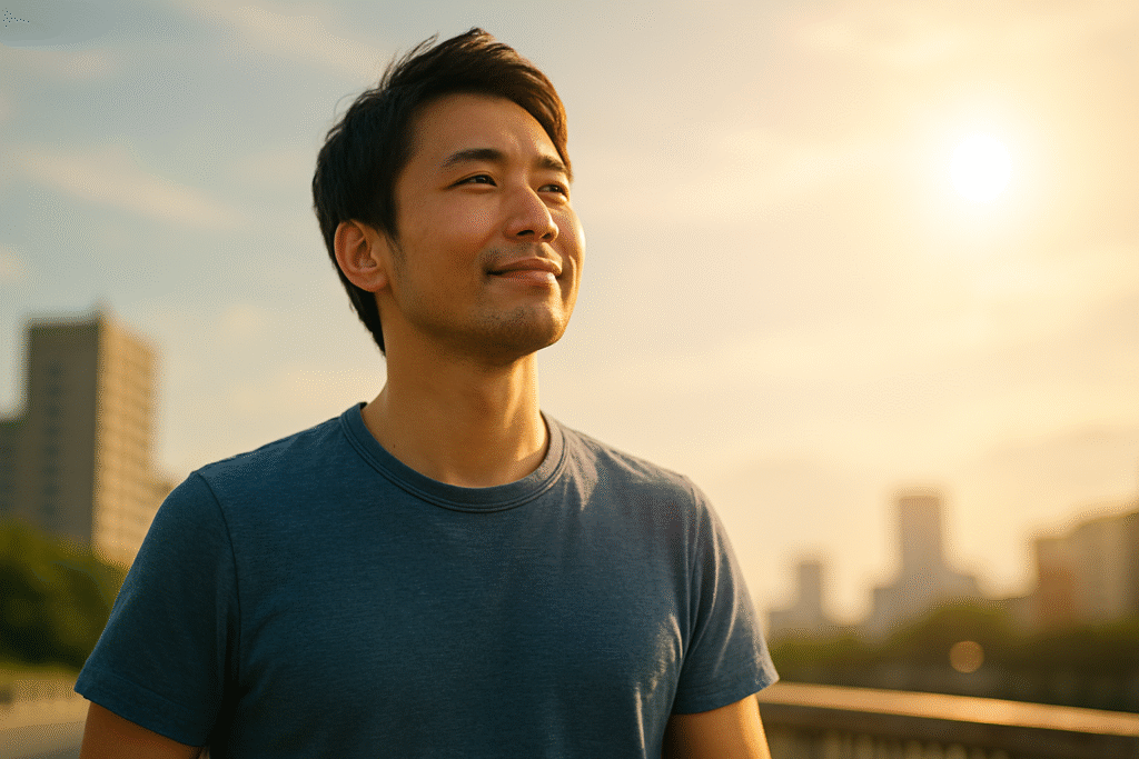 その背中を押したのは、「自分自身の中で交わした、前向きな言葉」で、やる気になれた男性の画像